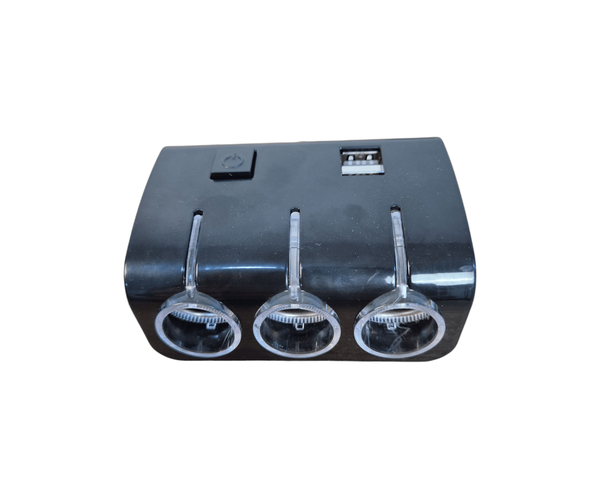 شاحن السيارة المتكامل - 3 مخارج ولاعة + USB Image 2 Preview