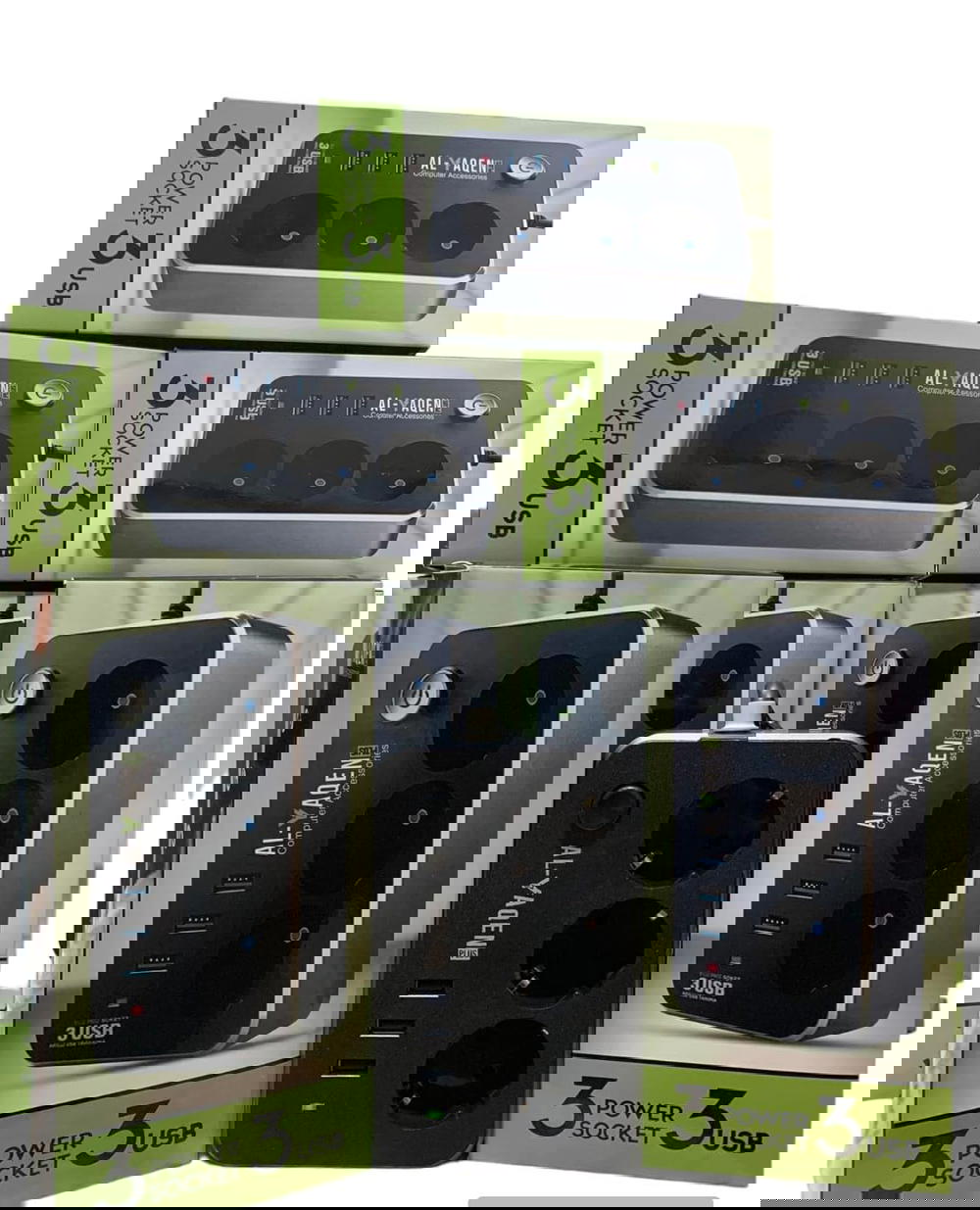 مشترك كهرباء 3 فتحات طاقة + 3 فتحات شحن USB من اليقين Preview Image