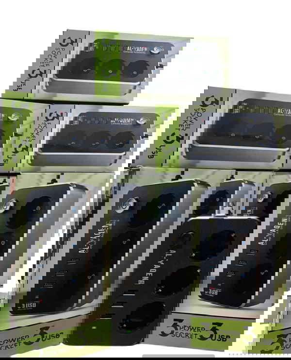 مشترك كهرباء 3 فتحات طاقة + 3 فتحات شحن USB من اليقين Image 1 Preview