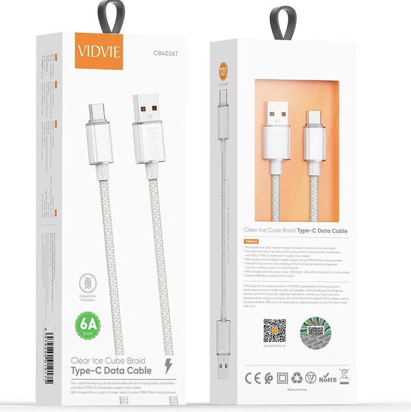 كيبل تايب سي VIDVIE 4024 USB 100w Image 1 Preview