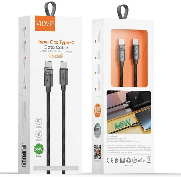 كيبل تايب سي ضوئي PD VIDVIE 4058 66W Image 1 Preview