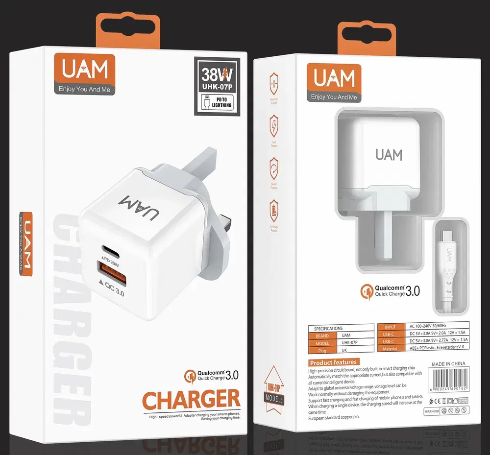 شاحن ايفون USB+PD38w PD UAM UHK-07 Preview Image