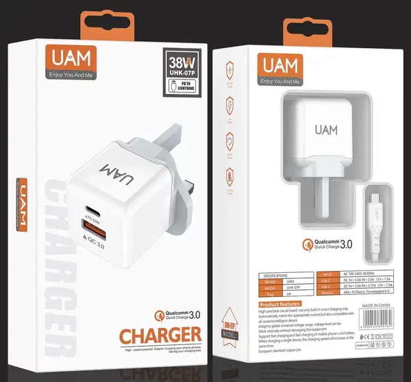 شاحن ايفون USB+PD38w PD UAM UHK-07 Image 1 Preview