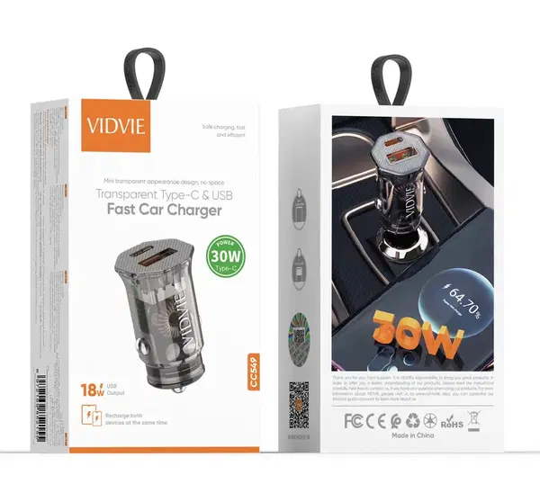 شاحن سيارة ايفون USB+PD30w VIDVIE 549 Image 1 Preview