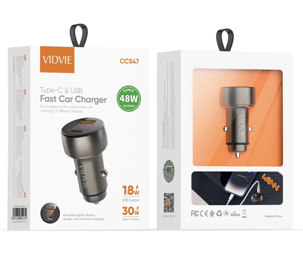 شاحن سيارة تايب سي VIDVIE 547 USB+PD48w Preview Image