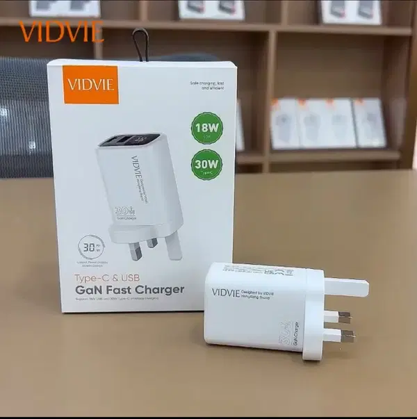 شاحن ايفون VIDVIE177 USB+PD30w GAN شاشة Image 3 Preview