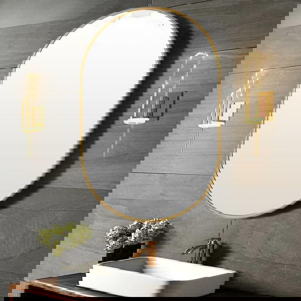 مرآة الحمام أو مدخل البيت بلون الأسود والذهبي تصميم راقي وجودة عالية.قياس 70*70  Image 2 Preview