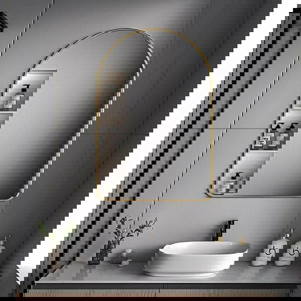 مرآة الحمام أو مدخل البيت بلون الأسود والذهبي تصميم راقي وجودة عالية.قياس 70*70  Image 4 Preview