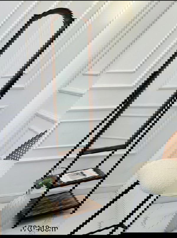 مراية مع رفين ارتفاع كامل 170 سم  متوفره باللونين الفاتح والغامق Image 1 Preview