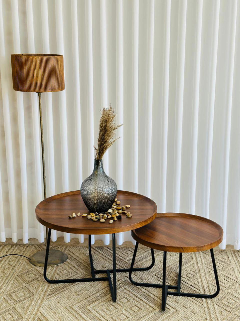 طاولة وسط قطعتين خشب صح و حديد تقيل قطر الكبيرة 70 قطر الصغيرة 50بعدة ألوان مميزة Preview Image