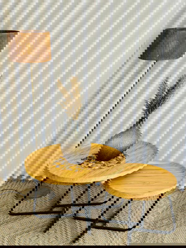 طاولة وسط قطعتين خشب صح و حديد تقيل قطر الكبيرة 70 قطر الصغيرة 50بعدة ألوان مميزة Image 4 Preview