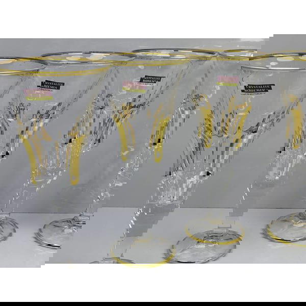 طقم كاسات كريستال بوهيمي مودهب 6 قطعه  Image 2 Preview