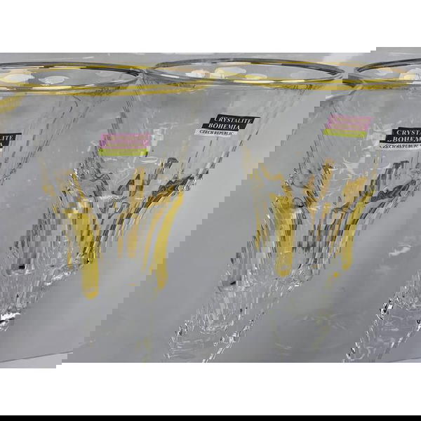 طقم كاسات كريستال بوهيمي مودهب 6 قطعه  Image 3 Preview