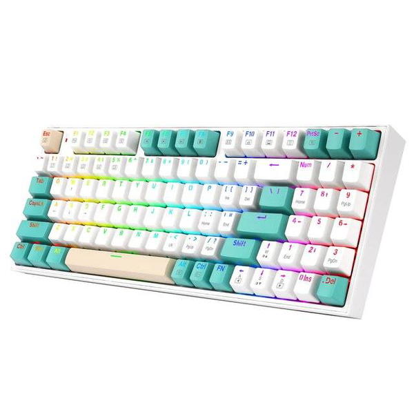 Redragon Veigar K643WGC (BT+2.4G+Wired) Wireless Keyboard (White) Image 1 Preview