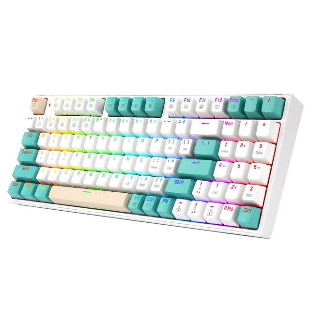 Redragon Veigar K643WGC (BT+2.4G+Wired) Wireless Keyboard (White) Preview Image