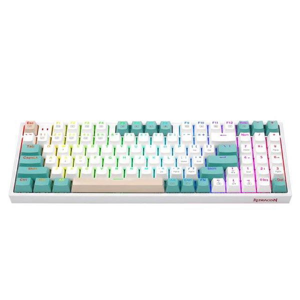 Redragon Veigar K643WGC (BT+2.4G+Wired) Wireless Keyboard (White) Image 2 Preview