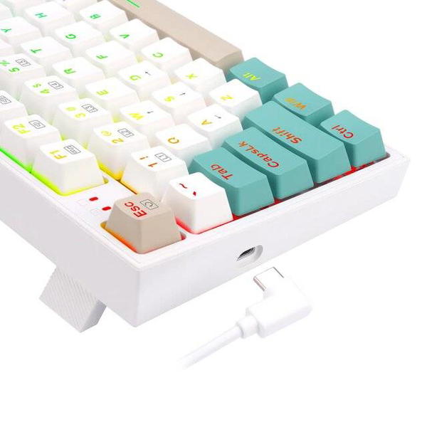 Redragon Veigar K643WGC (BT+2.4G+Wired) Wireless Keyboard (White) Image 3 Preview