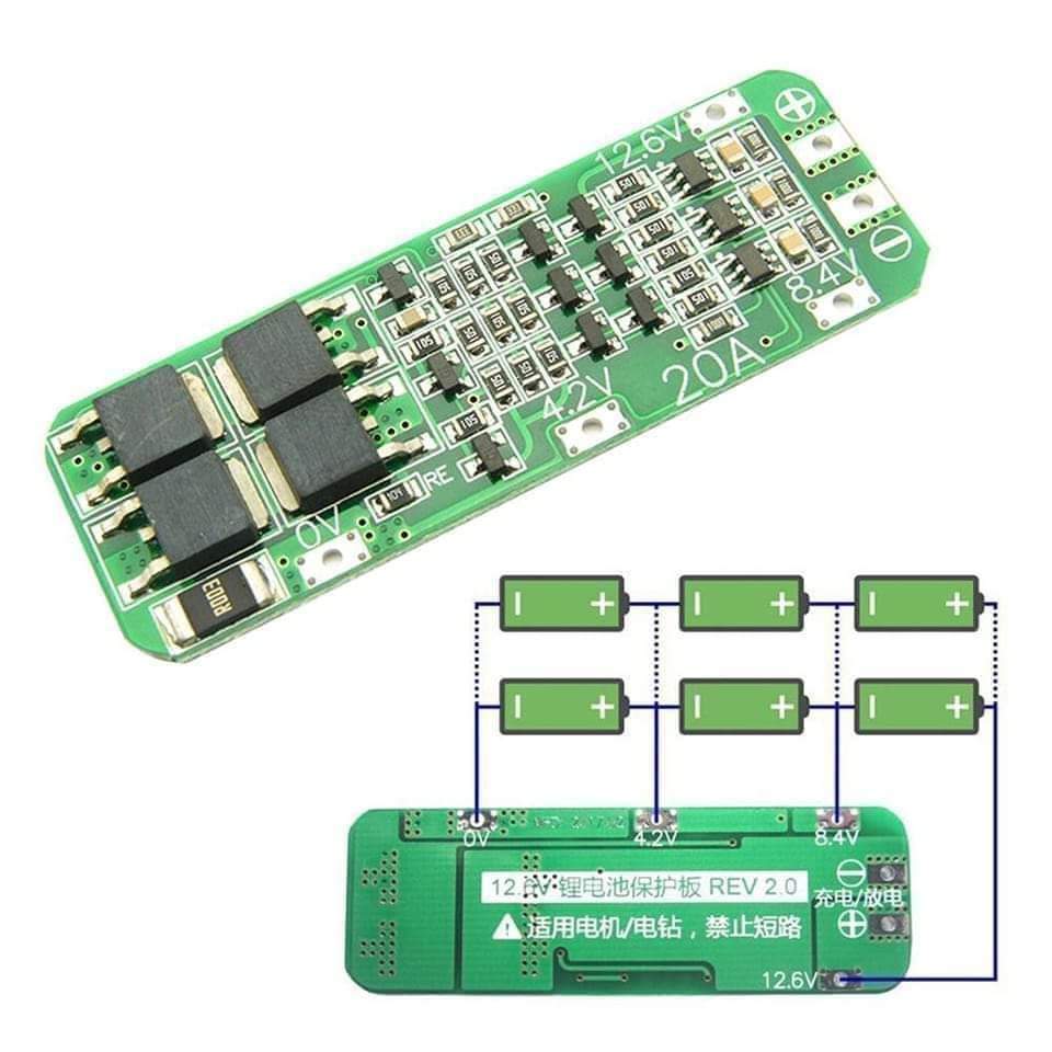 BMS 3S 20A 11.1V/12.6V 18650 Preview Image