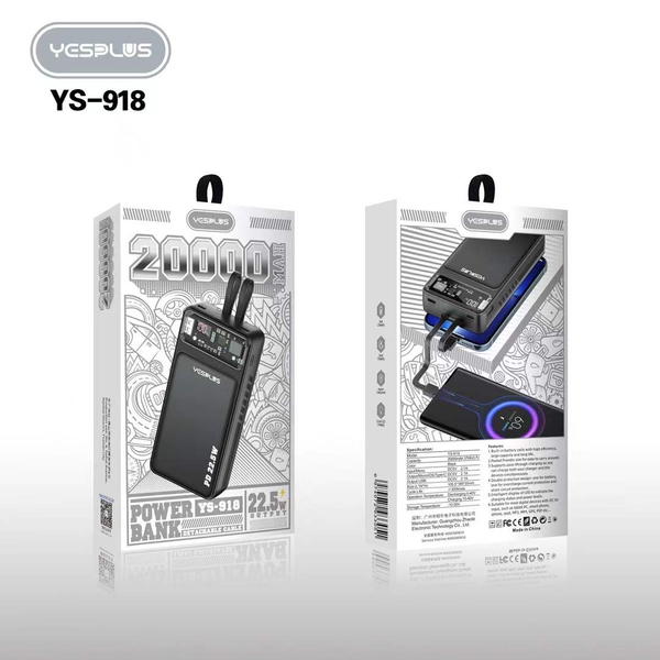 بور  YS-918 20000mah Pd20w مع كيبلات شحن Image 2 Preview
