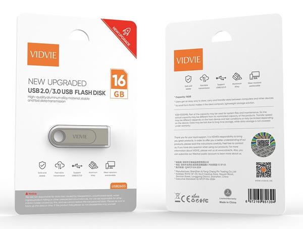 فلاش USB ذاكرة VIDVIE 16GB حديد Image 1 Preview