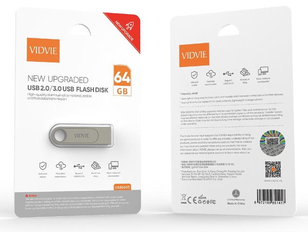 فلاش USB ذاكرة VIDVIE 64GB حديد  Image 1 Preview