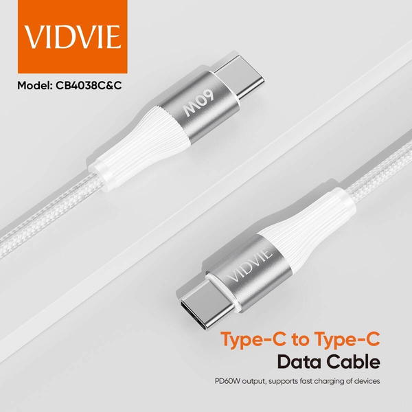 كيبل PD TC-TC VIDVIE 4038 تايب سي ٢متر Image 4 Preview