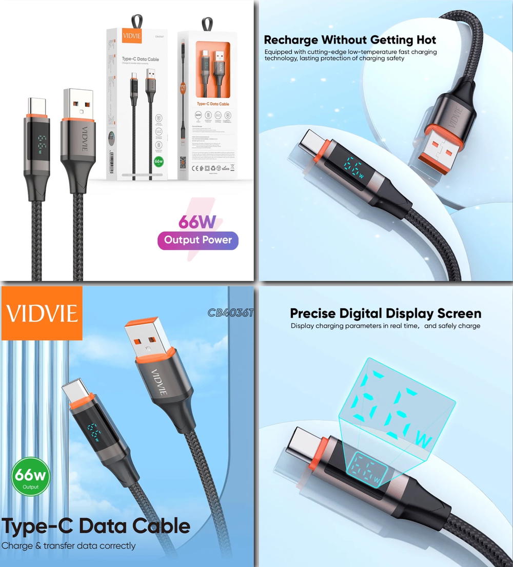 كيبل VIDVIE 4036 USB شاشة رقمية تايب سي Preview Image
