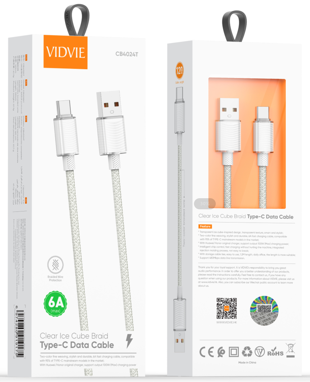 كيبل VIDVIE 4024 USB 100w  Preview Image