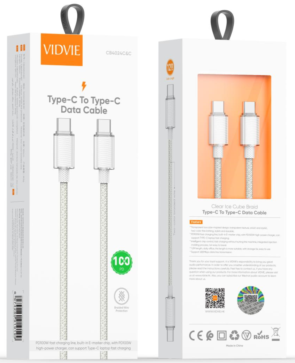 كيبل تايب سي 100W PD  VIDVIE 4024  Preview Image