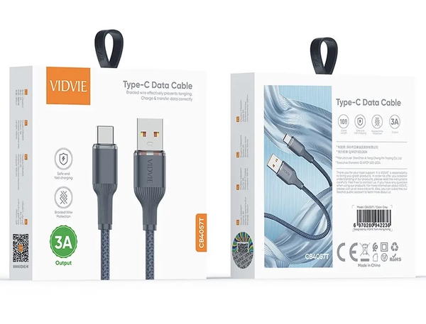 كيبل تايب سي كتان VIDVIE 4057 USB 3A Image 1 Preview