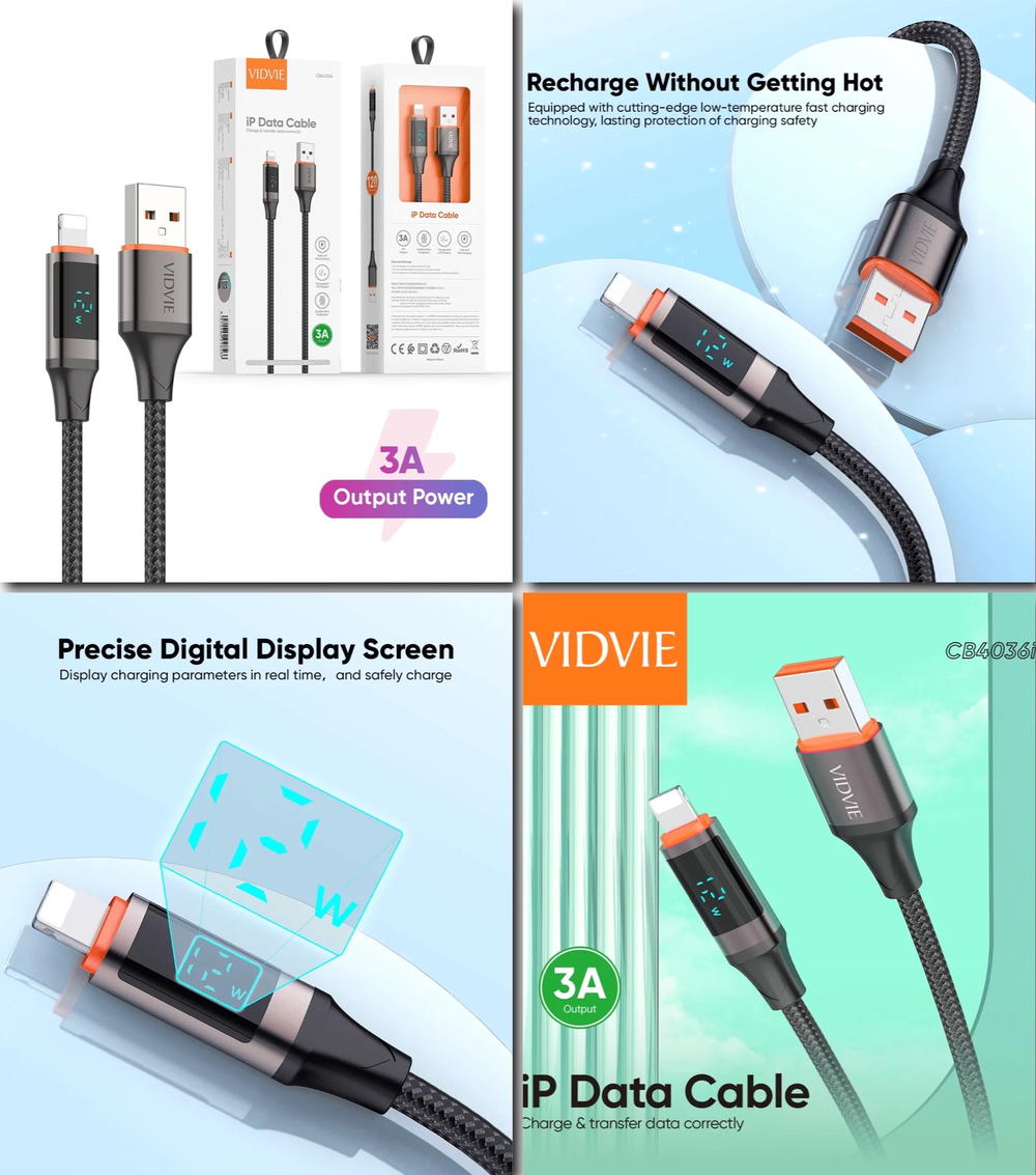 كيبل VIDVIE 4036 USB شاشة رقمية ايفون Preview Image