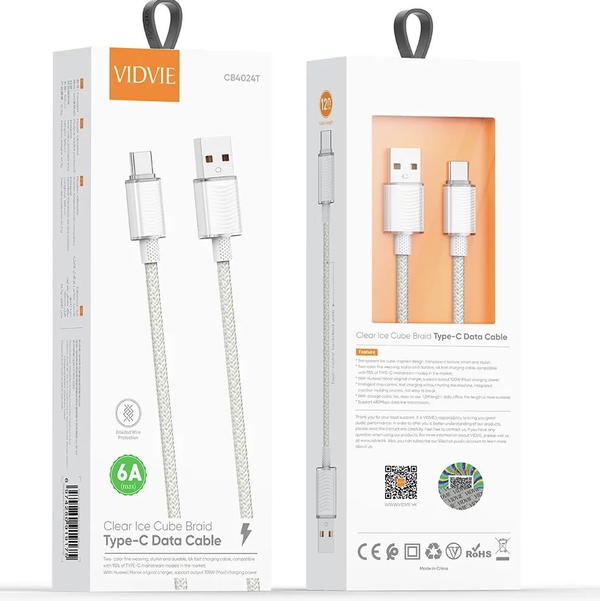 كيبل تايب سي VIDVIE 4024 USB 100w Image 1 Preview