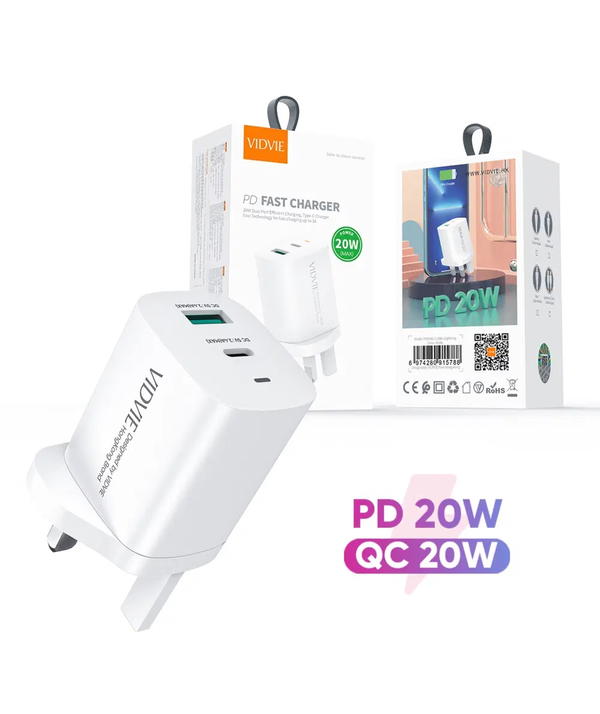 شاحن VIDVIE PD+USB 20w مع كيبل PDايفون Image 1 Preview