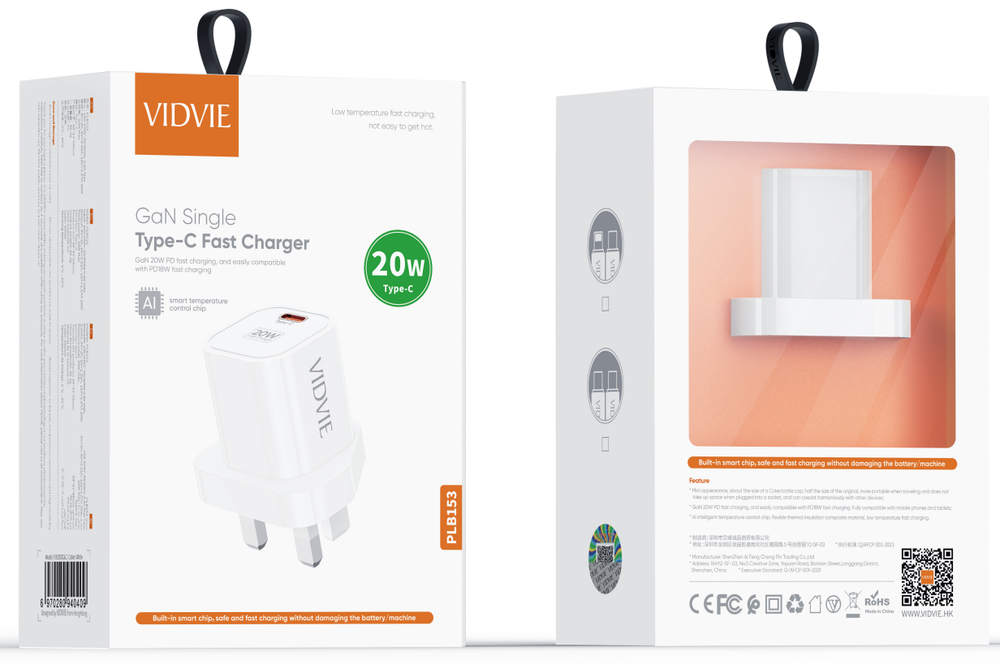 شاحن ايفون VIDVIE 153 PD20W GAN  Preview Image