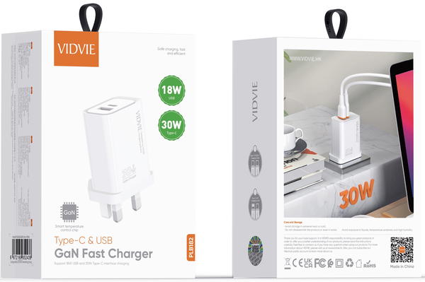 شاحن ايفون VIDVIE182 USB+PD30w GAN Image 1 Preview