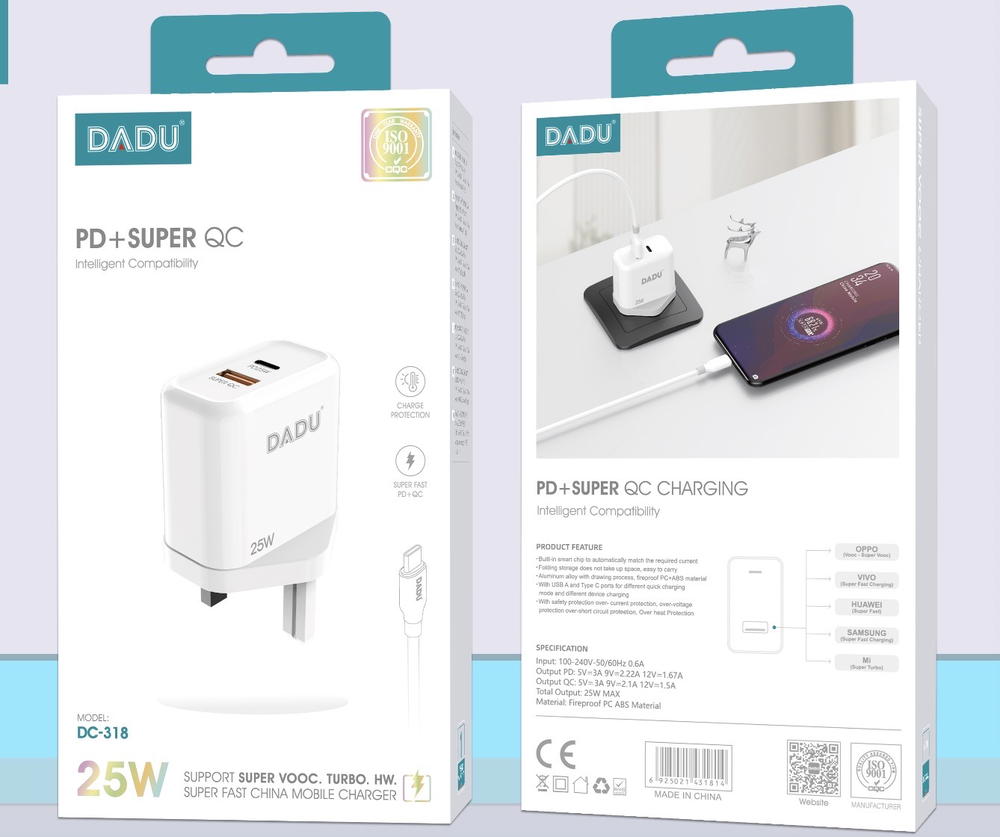 شاحن ايفون ماركة DADU DC-318 USB+PD25w Preview Image