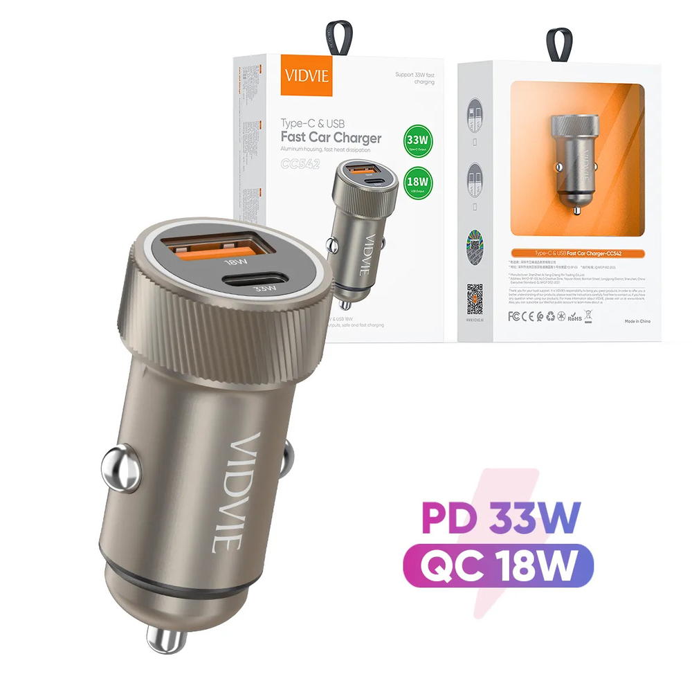 شاحن سيارة VIDVIE 542 PD+USB 33w Preview Image