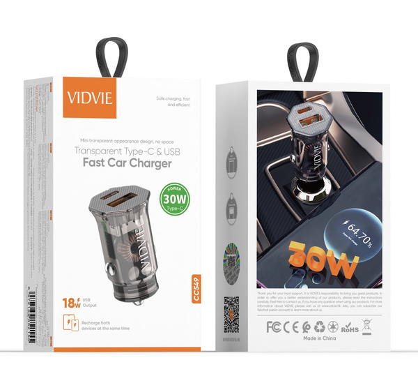 شاحن سيارة ايفون USB+PD30w VIDVIE 549  Image 1 Preview