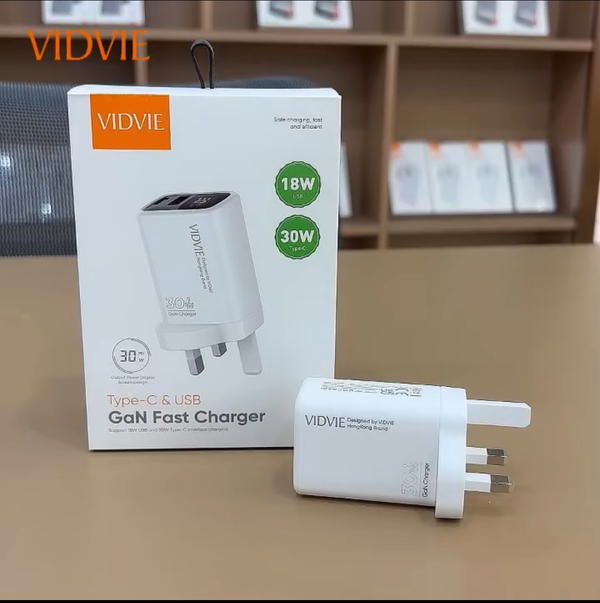 شاحن تايب سي VIDVIE177 USB+PD30w GAN شاشة Image 4 Preview
