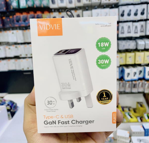 شاحن ايفون VIDVIE177 USB+PD30w GAN شاشة Image 4 Preview