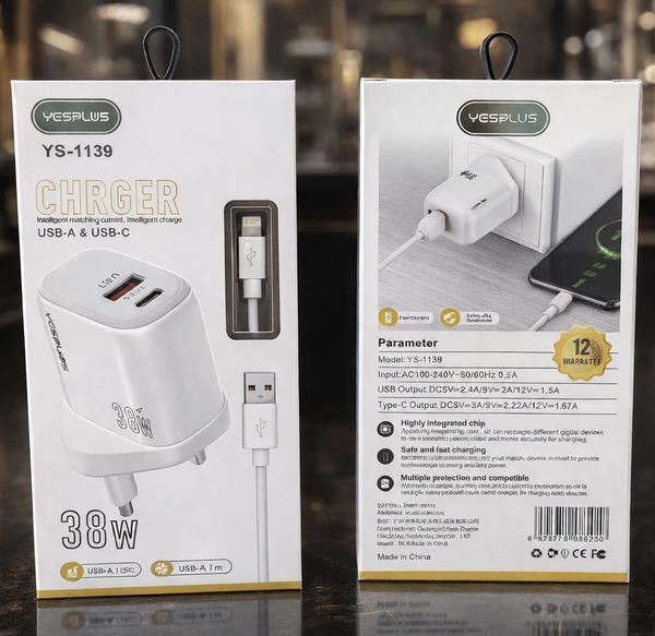 شاحن ايفون YESPLUS USB+PD38w Image 1 Preview