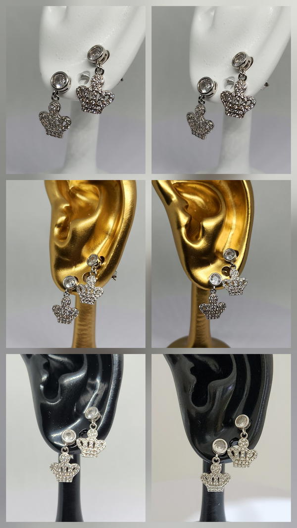 أقراط تصميم تاج  Image 4 Preview