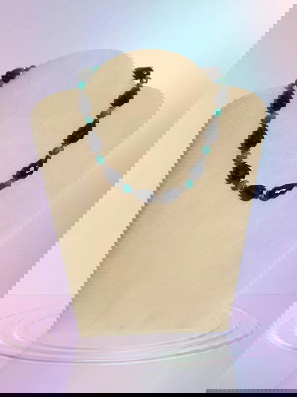 قلادة مصممة من التوباز  الدخاني و الأمازونيت م Image 3 Preview