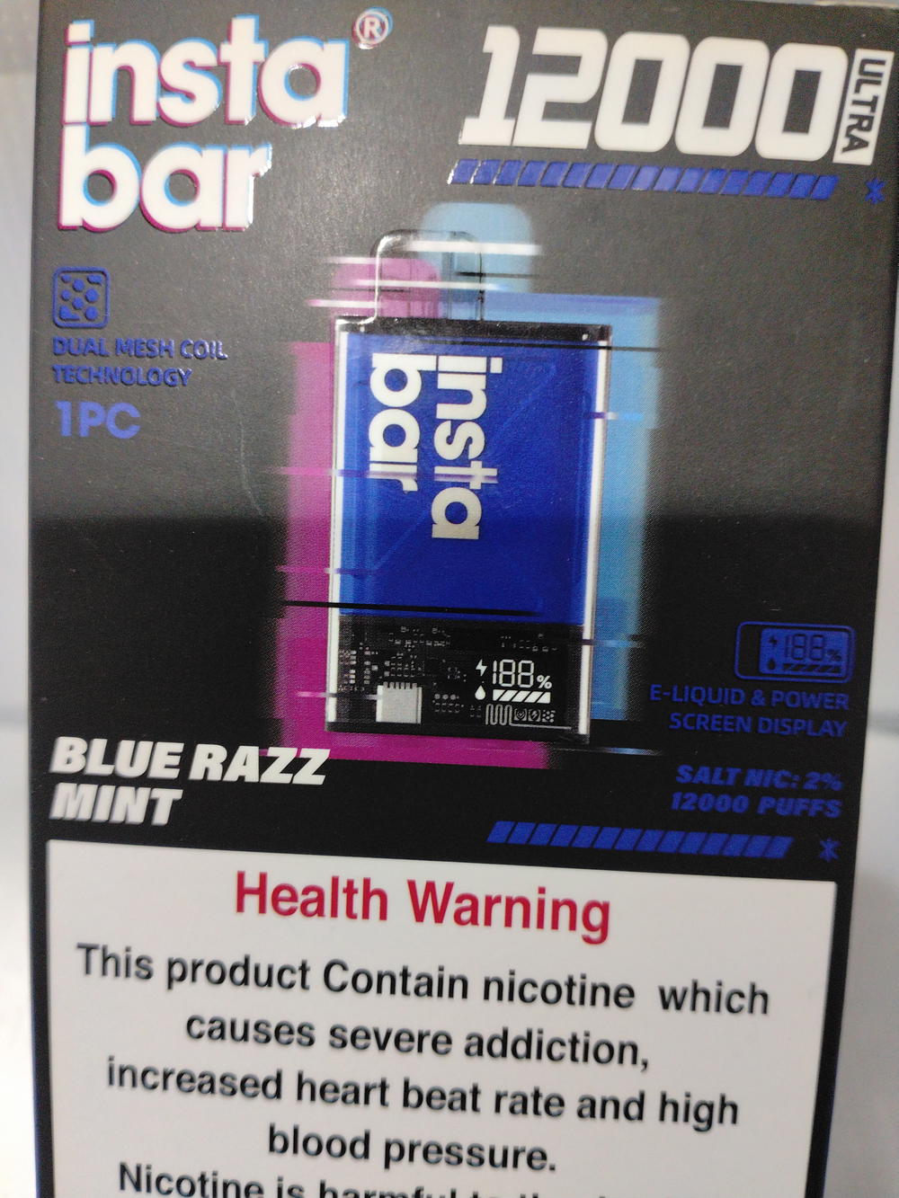 فزول انستا بار 12000سحبة  20% نكهة Blue Razz Mint Preview Image