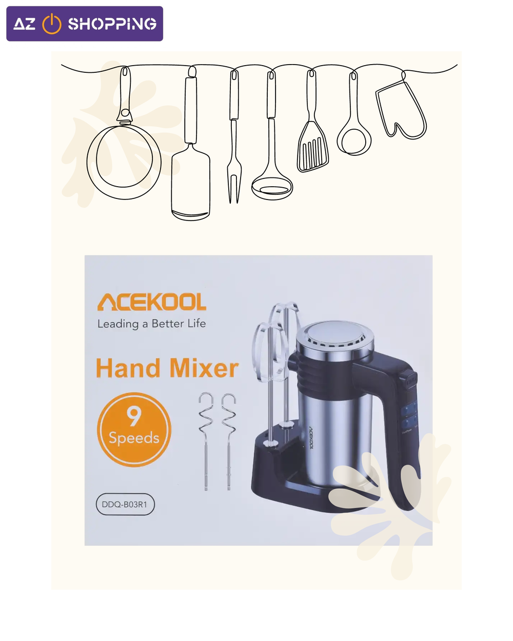 خفاقة يدوية ثنائية الرأس من ACEKOOL Preview Image