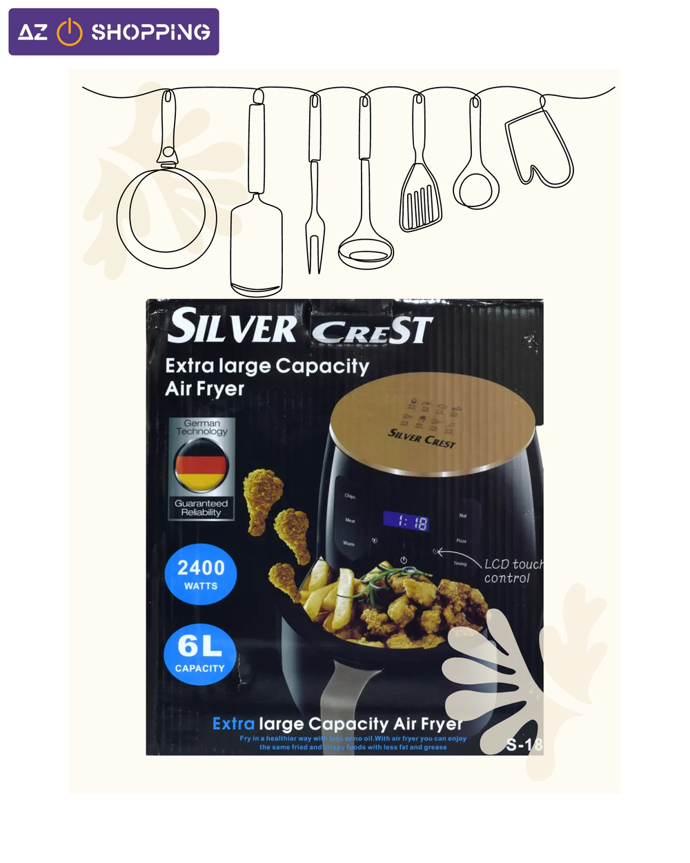 قلاية هوائيه 6 لتر من SILVER CREST Preview Image