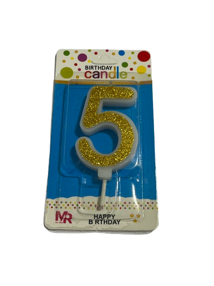 شمع جليتر دهبي رقم (5) Preview Image