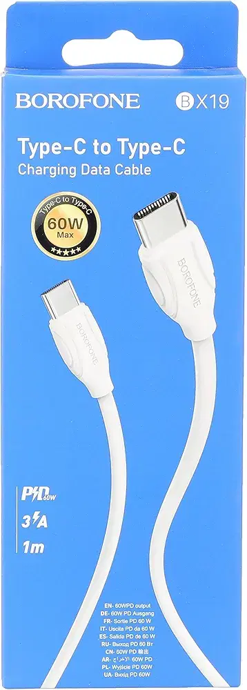 كابل تايب c ال تايب c بقدرة ٦٠ وات بطوت متر من Borofone Image 2 Preview