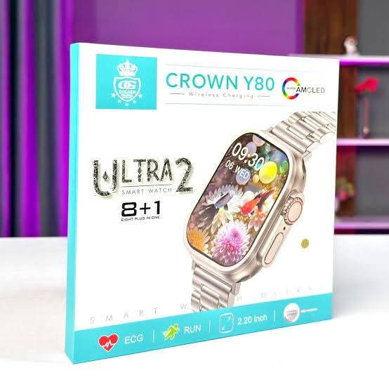 ساعة سمارت + ٨ استراب هدية من  crown y80 +ايربودز كريستال Image 2 Preview