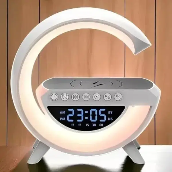 صب اباجورة مزود باضائة RGB وساعة ديجيتال Image 2 Preview